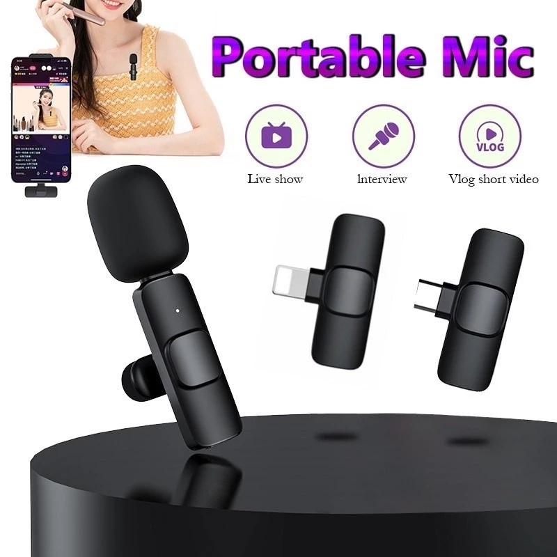 ໄມ່ໂຄໂຟນໄລ້ສາຍ Wireless Microphone ສາກໄຟເຂົ້າມືຖືຂະນະໃຊ້ງານໄດ້ ໄມໄລ້ສາຍ ຫນີບປົກເສື້ອ ໄມໄລ້ສົດ ແບບພົກພາ